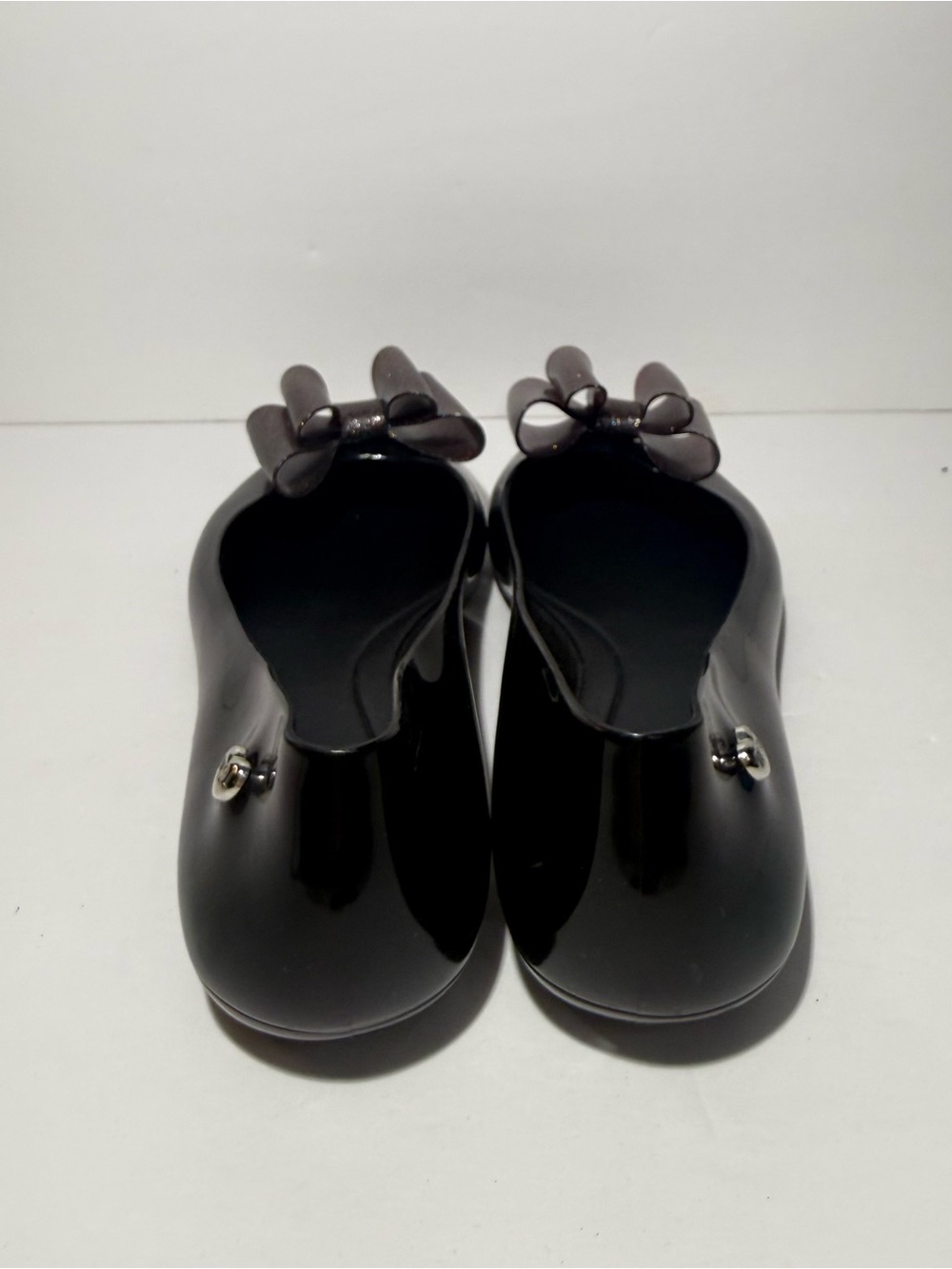 😍ME Makeover Essentials Black Patent Flats with Sparkle Brown Bow size 8 - Picture 4 of 5